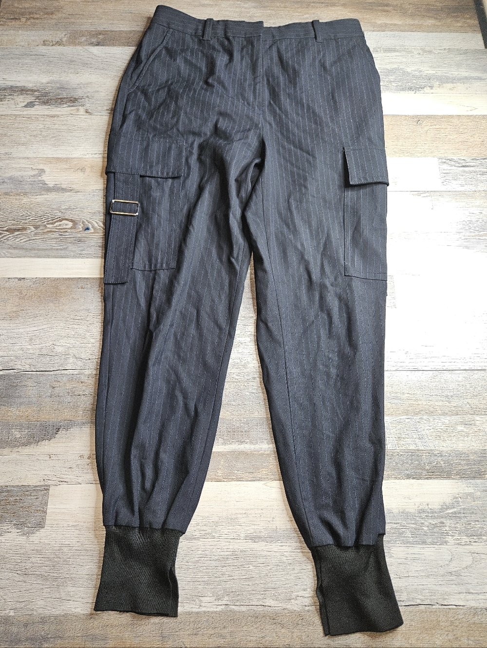 3-1 3.1 Phillip Lim Navy Pinstripes Cargo Track Pants Size 4